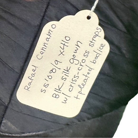 Celeb Worn Rafael Cennamo Silk Black Twist Strap Halter Neck Pleated Gown Size 4 - Picture 5 of 16